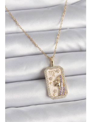 Shopwave 316L Çelik Gold Renk Zincir Başak Burcu Zirkon Taşlı Kadın Kolye - TJ-BKO9461