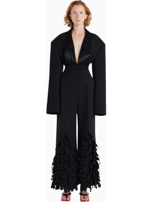 A.w.a.k.e. Mode Yüksek Bel Siyah Culottes Geometrik Dikdörtgen Detaylı Şık ve Modern Tasarım