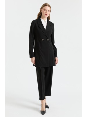 Esswaap Çift Düğmeli Ceket Pantolon Takım  Siyah