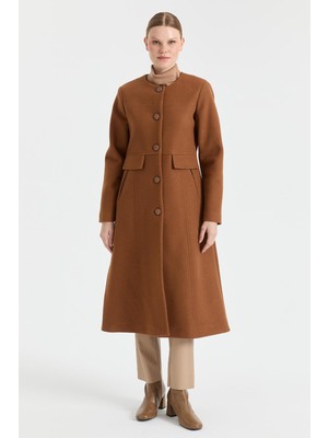 Esswaap Işıltı Taşlı Kaşe Kaban  Taba