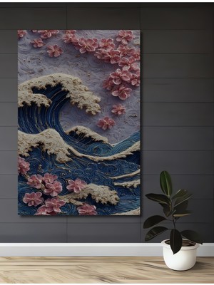 Dev Dalga ve Kiraz Çiçekleri Sanat Ev,antre,salon,ofis,mutfak,yatak Odası Tablosu