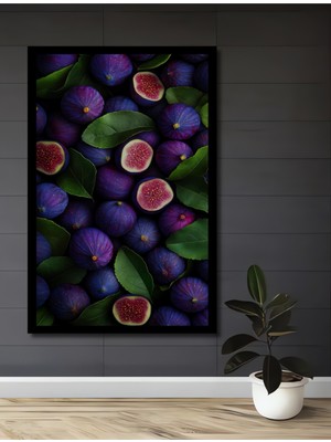 Incir Desenli Yağlı Boya Görünümlü Ahşap Ev,antre,ofis,mutfak,yatak Odası Tablo Çerçeve Görünümlü