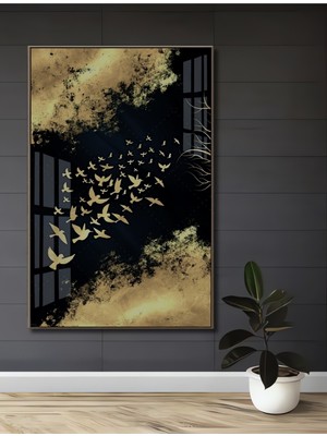 Altın Kanatlar Göğe Yükseliş Ahşap Dekoratif Ev,antre,salon,ofis,mutfak,yatak Odası Tablo