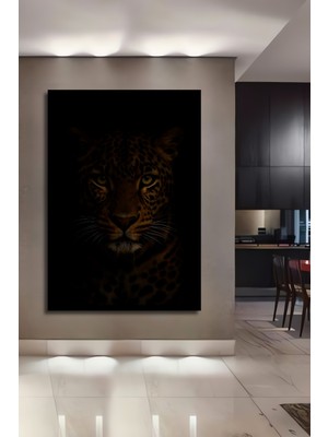 Aslan Gözlü Leopar Yağlı Boya Görünümlü Ahşap Ev,antre,ofis,yatak Odası Tablo Çerçeve Görünümlü