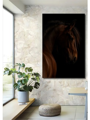Görkemli At Portresi Yağlı Boya Görünümlü Dekoratif Ahşap Ev,antre,salon,ofis,mutfak Tablo