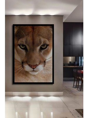 Aslan Gözleri Yağlı Boya Görünümlü Ahşap Ev,antre,ofis,mutfak,yatak Odası Tablo Çerçeve Görünümlü