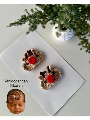 Livadesign7 El Emeği 2'li Yenidoğan Saçsız Klips Bebek Tokası Geğik Model