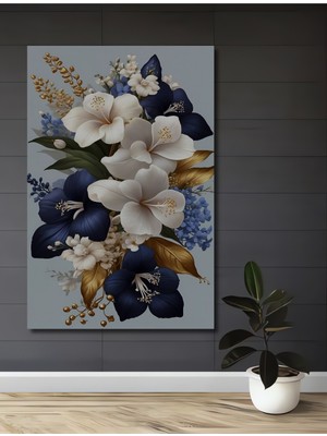 Büyüleyici Lüks Çiçek Buketi Yağlı Boya Görünümlü Ahşap Dekoratif Ev,antre,salon,ofis,mutfak Tablo