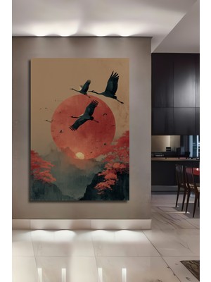 Göç Eden Turnalar Sulu Boya Görünümlü Sanat Ev,antre,salon,ofis,mutfak,yatak Odası Tablosu