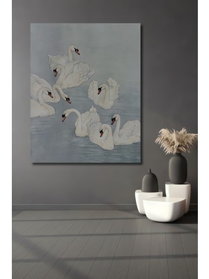 Kuğu Sürüsü Sulu Boya Görünümlü Sanat Ev,antre,salon,ofis,mutfak,yatak Odası Tablosu