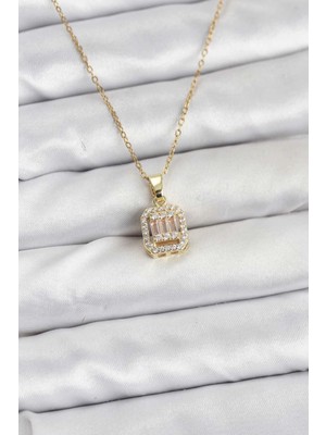 Shopwave 316L Çelik Zincir Gold Renk Baget Model Kadın Kolye - TJ-BKO10763