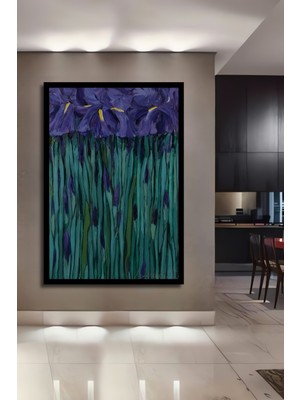 Mor Sümbül Tarlası Yağlı Boya Görünümlü Ahşap Ev,antre,ofis,yatak Odası Tablo Çerçeve Görünümlü