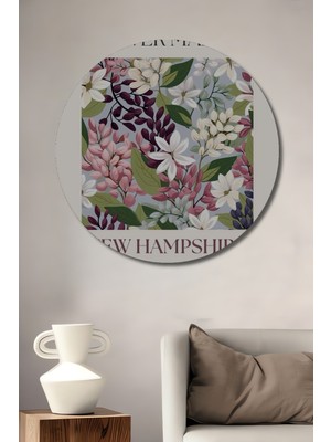 Çiçek Pazarı Konsept Modern Sanat Yağlı Boya Görünümlü Ahşap Dekoratif Tablo Yuvarlak Duvar Tablosu