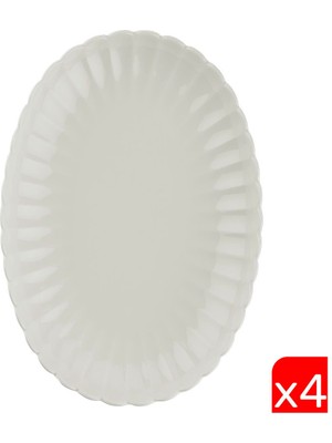 Kütahya Porselen Bone Luz Krem Kayık Tabak 28X19CM 4 Lü BNLZF28KY00