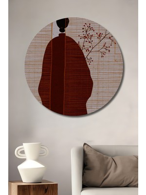 Kadın Figürlü Modern Sanat Tablosu Yuvarlak Duvar Tablosu