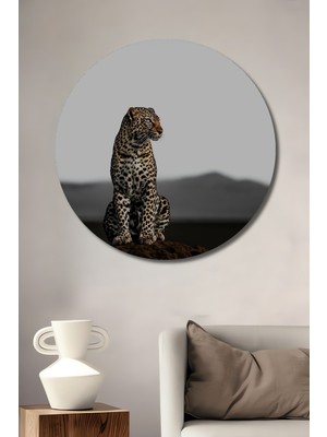 Aslan Desenli Ahşap Dekoratif Tablo Yuvarlak Duvar Tablosu