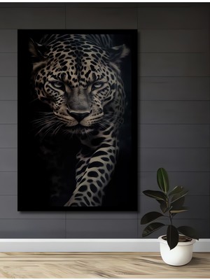 Büyüleyici Jaguar Yağlı Boya Görünümlü Ahşap Ev,antre,ofis,yatak Odası Tablo Çerçeve Görünümlü