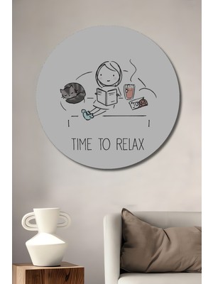 Minimalist Sulu Boya Görünümlü Desenli Ahşap Dekoratif Tablo Yuvarlak Duvar Tablosu