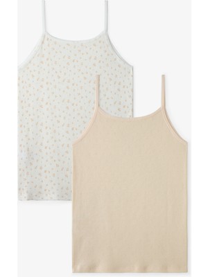 Penti Ekru Kız Çocuk Ditsy Pamuklu 2'li Atlet