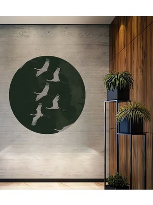 Göçe Kuşları Sürüsü Sulu Boya Görünümlü Ahşap Dekoratif Ev,antre,ofis,mutfak,yatak Odası Tablo