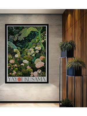 Sanatçı Yayoi Kusama Sonsuz Bahçe Baskısı Ahşap Ofis,mutfak,yatak Odası Tablo Çerçeve Görünümlü