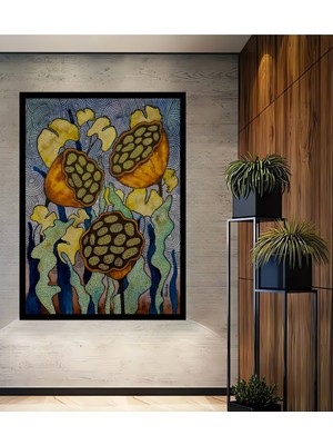 Sulu Boya Görünümlü Büyülü Tohum Yatakları Ahşap Ev,antre,salon,ofis,mutfak Tablo Çerçeve Görünümlü