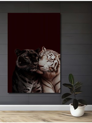 Aslan Kaplan Aşkı Yağlı Boya Görünümlü Ahşap Dekoratif Ev,antre,salon,ofis,mutfak,yatak Odası Tablo