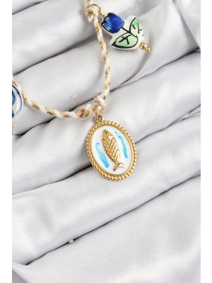 Shopwave Seramik Motifli Balık Figürlü Model Krem Ip Kadın Kolye - TJ-BKO10400