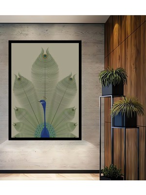 Görkemli Tavus Kuşu Sanat Ev,antre,salon,ofis,mutfak,yatak Odası Tablosu Çerçeve Görünümlü