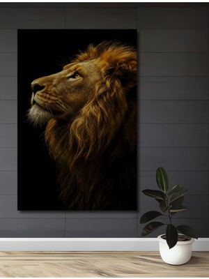 Aslan Yüce Kral Yağlı Boya Görünümlü Dekoratif Ahşap Ev,antre,salon,ofis,mutfak,yatak Odası Tablo