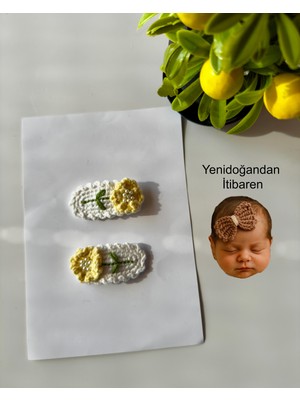 Livadesign7 Yenidoğan Bebek Tokası El Emeği 2'li Set Saçsız Bebek Toka Seti - Hediyelik