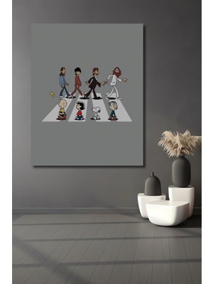 Beatles ve Charlie Brown Abbey Road Ahşap Dekoratif Ev,antre,salon,ofis,mutfak,yatak Odası Tablo