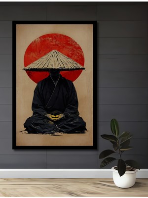Meditatif Zen Ustası Yağlı Boya Görünümlü Ahşap Ev,antre,salon,ofis,mutfak Tablo Çerçeve Görünümlü