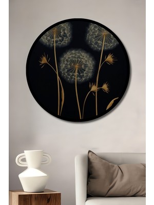 Büyük Tohumlar Yağlı Boya Görünümlü Ahşap Dekoratif Tablo Yuvarlak Duvar Tablosu Çerçeve Görünümlü