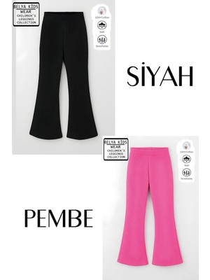 Belya Kids Wear 2 Li Pamuğa Pamuk Tam Kalıp Kız Çocuk Ispanyol Tayt