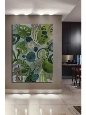 Soyut Yeşil Dona Görünümlü Dekoratif Ahşap Ev,antre,salon,ofis,mutfak,yatak Odası Tablo