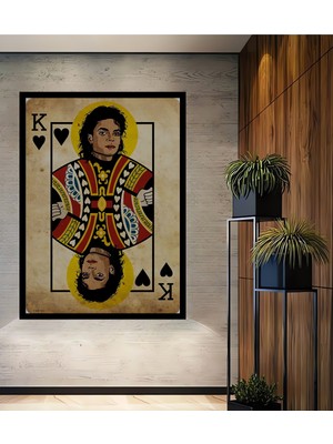 Michael Jackson Kupa Kralı Yağlı Boya Görünümlü Ahşap Ev,antre,ofis,mutfak Tablo Çerçeve Görünümlü