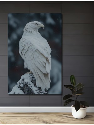 Beyaz Kartal Tüylü Görünümlü Yağlı Boya Modern Sanat Ahşap Dekoratif Ev,antre,salon,ofis Tablo