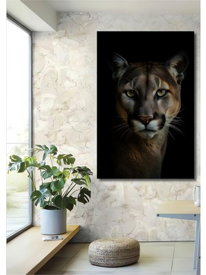 Ormanların Kralı Puma Sanatı Yağlı Boya Görünümlü Ahşap Dekoratif Ev,antre,salon,ofis,mutfak Tablo