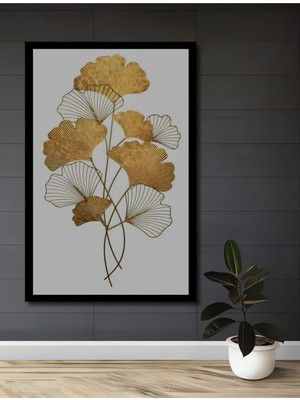 Altın Yaprak Metal Dekoratif Ev,antre,salon,ofis,mutfak,yatak Odası Tablo Çerçeve Görünümlü