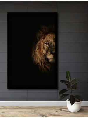 Aslan Kral Yağlı Boya Görünümlü Ahşap Ev,antre,salon,ofis,mutfak,yatak Odası Tablo Çerçeve Görünümlü