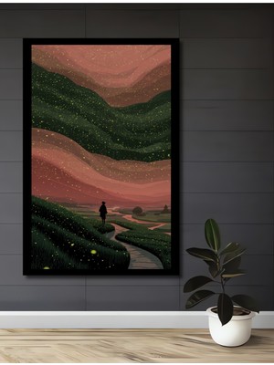 Peri Masalı Orman Manzarası Sulu Boya Görünümlü Ahşap Ev,antre,ofis,mutfak Tablo Çerçeve Görünümlü