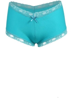 İbrahim Burak Etiler Collection Moda Çizgi Kadın Pamuklu 2li Boxer Turkuaz 40265