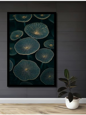 Büyülü Mantarlar Sulu Boya Görünümlü Ahşap Ev,antre,ofis,mutfak,yatak Odası Tablo Çerçeve Görünümlü