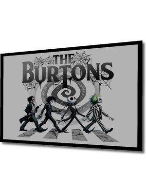Tim Burton Karakterleri Yağlı Boya Görünümlü Ahşap Ev,antre,ofis,mutfak Tablo Çerçeve Görünümlü