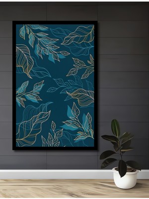 Modern Yaprak Tasarımlı Yağlı Boya Görünümlü Ahşap Ev,antre,ofis,mutfak Tablo Çerçeve Görünümlü