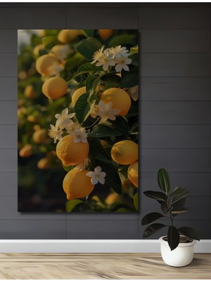 Taze Limon Ağacı Sürreal Yağlı Boya Görünümlü Dekoratif Ahşap Ev,antre,salon,ofis,mutfak Tablo