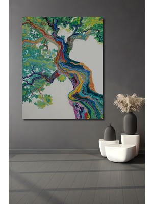 Renkli Dalgalı Ağaç Dokuma Ev,antre,salon,ofis,mutfak,yatak Odası Tablo