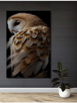 Görkemli Baykuş Yağlı Boya Görünümlü Dekoratif Ahşap Ev,antre,salon,ofis,mutfak,yatak Odası Tablo