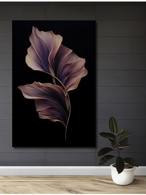 Mor Yaprak Esintisi Yağlı Boya Görünümlü Ahşap Dekoratif Ev,antre,salon,ofis,mutfak Tablo